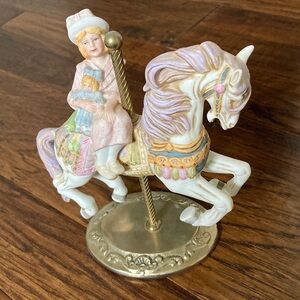Vintage Carousel Horse Figurine with Child